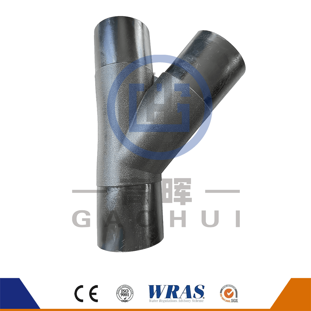 HDPE Butt Fusion Wye -tee -sivuteoksen neitsyt materiaali 45 asteen y haara vesiputkelle