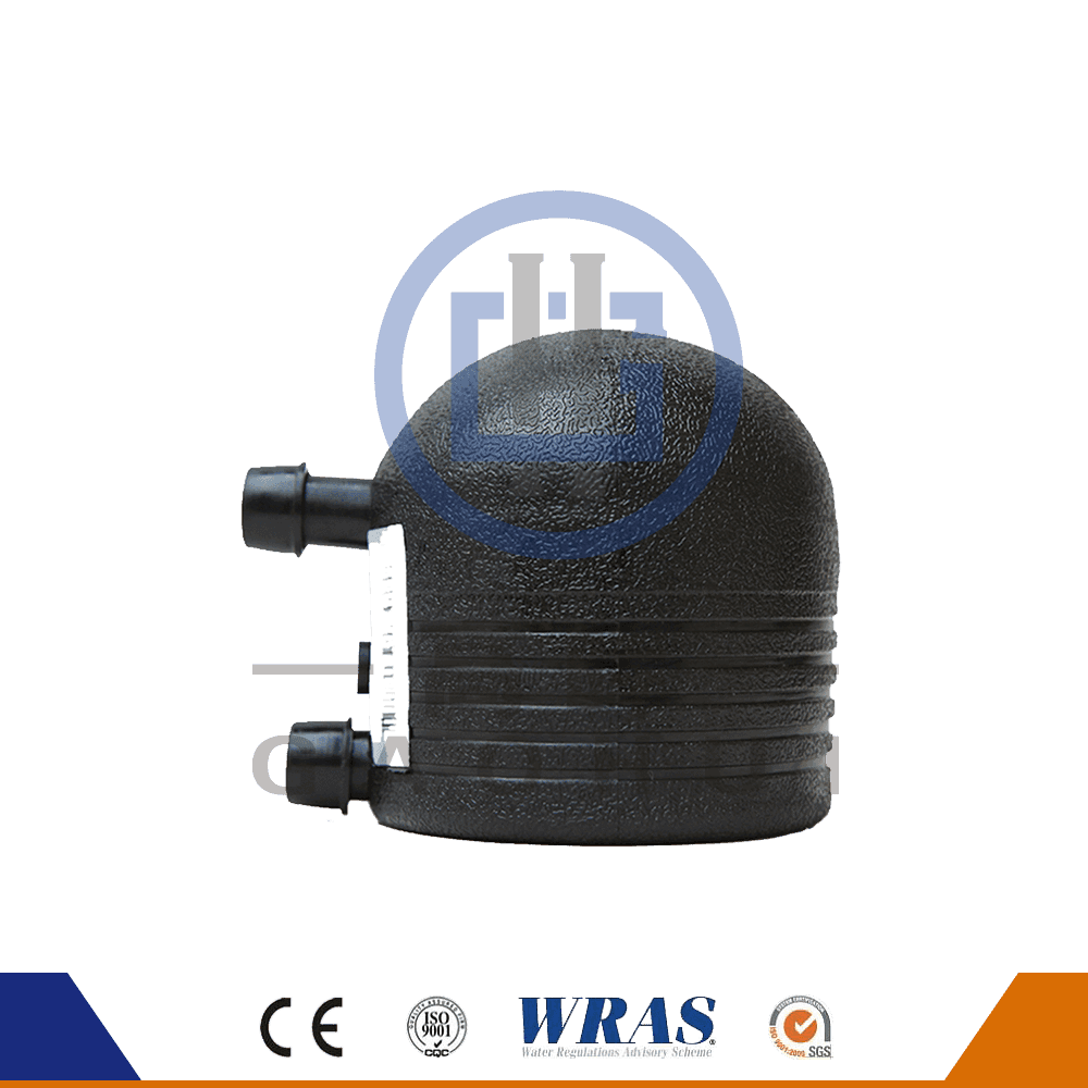 HDPE -valettu elektrofuusion päätykannan HDPE -putken pää veden syöttöön